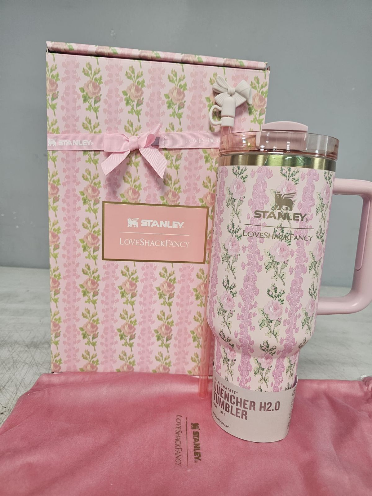 Stanley x LoveShackFancy Quencher 40 oz Tumbler Cup Sunshine Rose