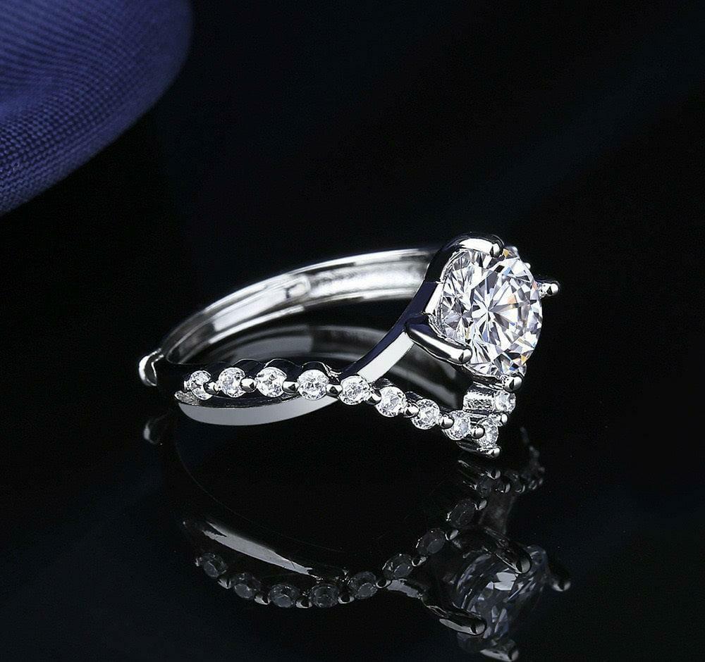 Crystal diamond luxury women ring