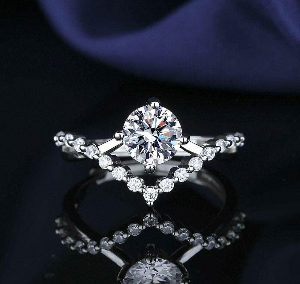 Crystal diamond luxury women ring