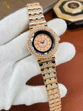 Rose gold ladies crystal chain watch